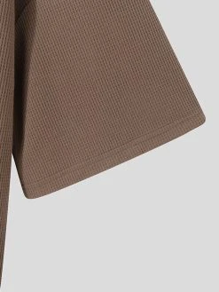 Mens Waffle Knit Notched Neck Drop Shoulder Loose T-Shirt -Incerun Shop d0bc3fc2 b98a 44d3 b4e6 f2f8c67371a8