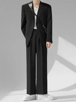 Mens Japan Solid Long Sleeve Two Pieces Outfits