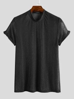 Mens Striped Mesh See Through T-Shirt 16 Mens Striped Mesh See Through T-Shirt -Incerun Shop d0fa0d6e 37e1 4404 8b79 b3810d806070