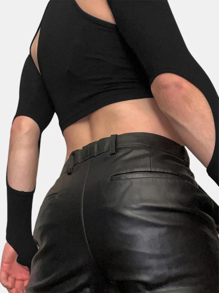 Mens Sexy Two-piece Crop Top T-shirt 7 Mens Sexy Two-piece Crop Top T-shirt - Image 5