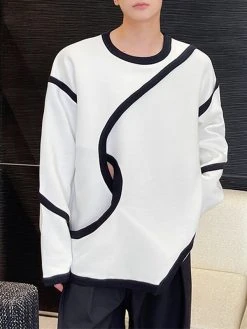 Mens Contrast Patchwork Irregular Long Sleeve T-shirt -Incerun Shop d21487b9 25d2 4248 97fa b1d57dfb8f81