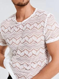 Men Lace Crew Neck Short Sleeve T-Shirt 14 Men Lace Crew Neck Short Sleeve T-Shirt -Incerun Shop d38d9b74 d83e 4ac4 a0fc 70b2b5e6f6c0