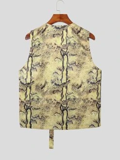 Men Sexy Snakeskin Print Open Front Waistcoat 12 Men Sexy Snakeskin Print Open Front Waistcoat -Incerun Shop d3ba7483 8e35 4ef3 a8b5 696015f537c9