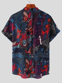 Mens Vintage Plant Print Half Button 100%Cotton Henley Shirt -Incerun Shop d3cb1ea3 83fd 44f0 8fdf 989a8f2e54e8