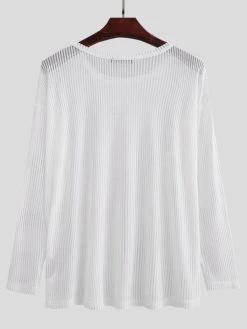 Mens Pleated Mesh Striped Long Sleeve T-Shirts -Incerun Shop d486d24a aa95 47e7 9533 fe55e7c0cd31