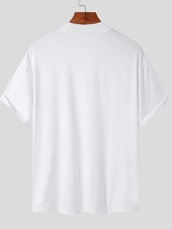 Mens High Neck Solid Color Short Sleeve T-shirt -Incerun Shop d50c28de f54d 4c62 8d98 92bbf74c6b02