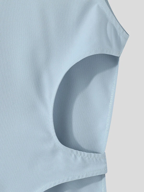 Mens Plain Cutout Sleeveless Shirt 9 Mens Plain Cutout Sleeveless Shirt - Image 7