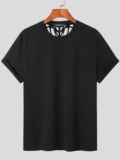 Mens Back Cutout Short Sleeve T-Shirt -Incerun Shop d5d73d01 8179 4957 83fe 87f474c2af2c
