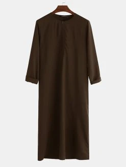 Mens Ethnic Saudi Arabian Thobe Zipper Long Sleeve Kaftan T-Shirt -Incerun Shop d60c94f5 60ea 488d a860 f6452696a118