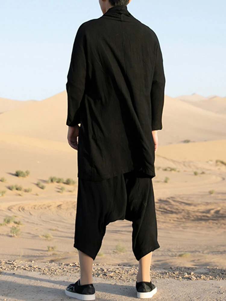 Men Retro Loose Cotton Linen Yoga Suit 4 Men Retro Loose Cotton Linen Yoga Suit - Image 2