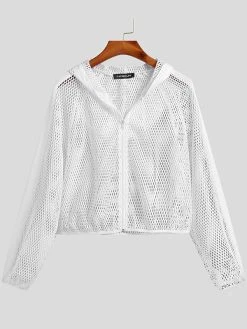 Mens Mesh Hooded Short Long Sleeve Jacket -Incerun Shop d6c00ab2 aa47 4ea0 ad31 c5990cbae7ea