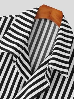 Mens Striped Short Sleeve Loose Fit Shirt 11 Mens Striped Short Sleeve Loose Fit Shirt -Incerun Shop d724b234 a987 425e 80e3 7e6c53ba3671