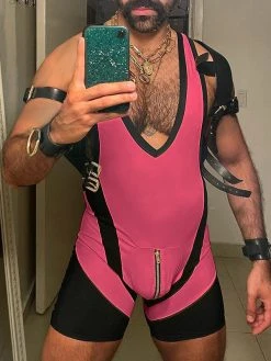 Mens V-Neck Zipper Bodysuits -Incerun Shop d81d23a2 ba12 4407 b73d e86e86d5d383