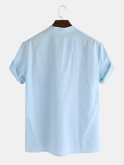 Men Cotton Linen Retro Solid Casual Henley Shirt -Incerun Shop d82979f9 f30e 4dd0 8353 06cefbc5b45c