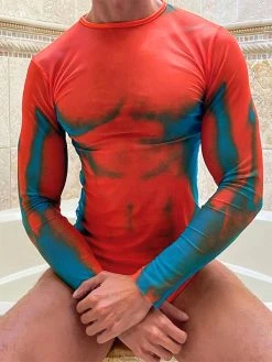 Men Print Stretch Long-sleeved Triangle Bodysuit