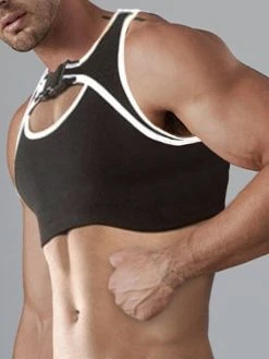 Men Cutout Patchwork Crop Vest