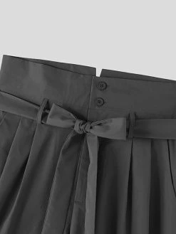 Mens Japan High Waist Solid Pants With Belt -Incerun Shop d9279bd8 0282 4fa3 ab87 f5a04d5eae89