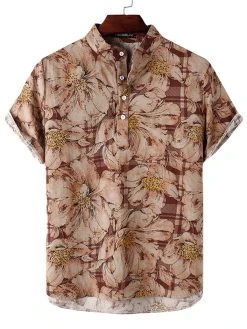 Mens Floral Cotton Linen Shirts
