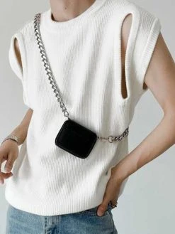 Mens Knit Round Neck Two-way Wear Vest -Incerun Shop da7f3053 6f9c 419c 81af 40182f11db20