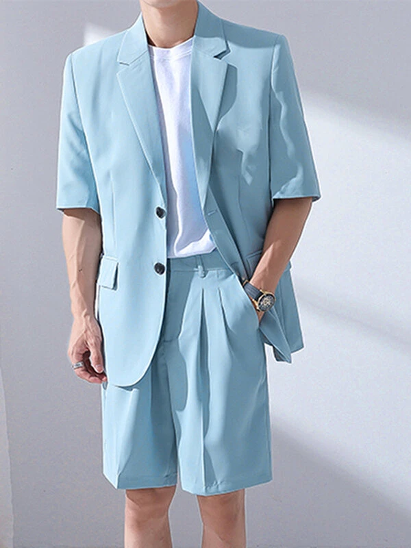 Mens Solid Casual Blazer Two Pieces Outfits 7 Mens Solid Casual Blazer Two Pieces Outfits - Image 5