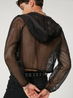 Mens Mesh Hooded Short Long Sleeve Jacket -Incerun Shop db300d94 b4cb 44eb a66f 3347b5cc66fd