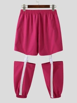 Men's Cutout Webbing Patchwork Casual Pants -Incerun Shop dc18037d 80a1 4c74 945f c859aa345625