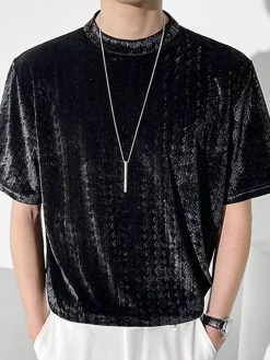 Mens Velvet Texture Crew Neck Loose Short Sleeve T-Shirt 12 Mens Velvet Texture Crew Neck Loose Short Sleeve T-Shirt -Incerun Shop dc55c788 5b7a 4a71 bbb7 28340269d791