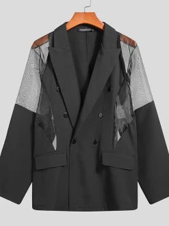 Men's Sexy Mesh Patchwork Long-sleeved Jacket Shirt 12 Men's Sexy Mesh Patchwork Long-sleeved Jacket Shirt -Incerun Shop dc56d0bf c191 46a1 a7ce 1a922525c296