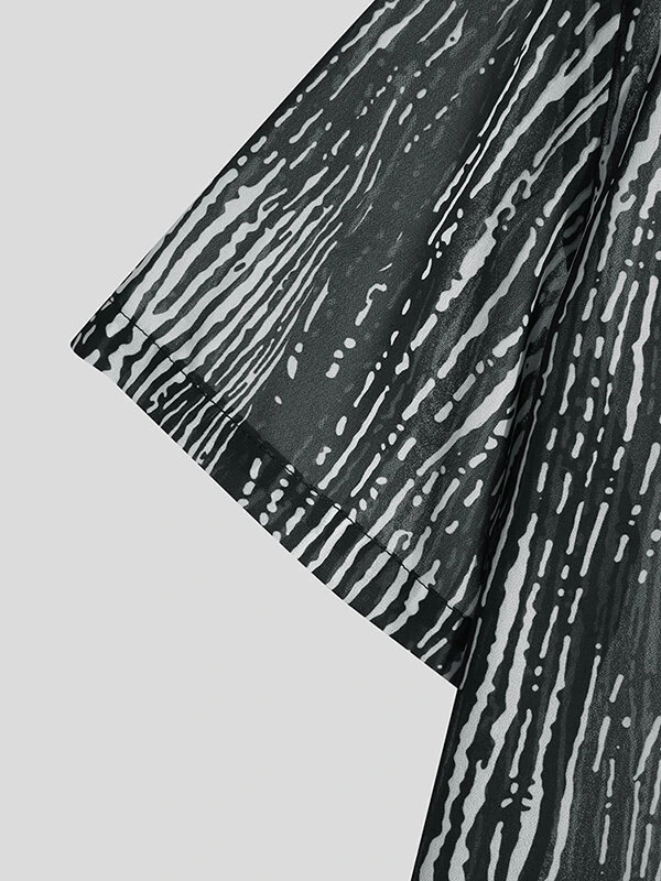 Mens Watercolor Striped Print Lapel Short Sleeve Shirt 8 Mens Watercolor Striped Print Lapel Short Sleeve Shirt - Image 6