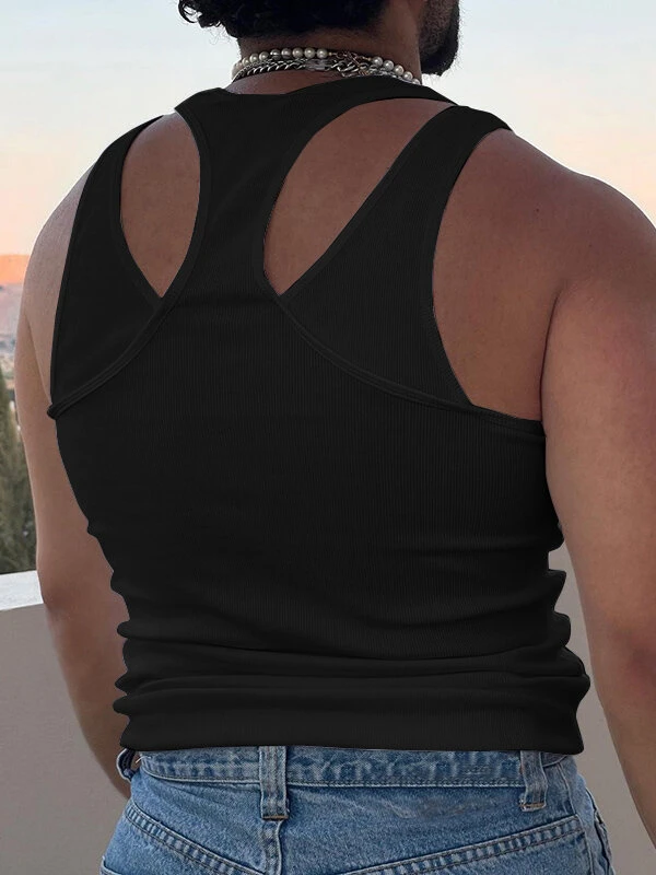 Mens Solid Color Casual Skinny Sleeveless Tank 4 Mens Solid Color Casual Skinny Sleeveless Tank - Image 2