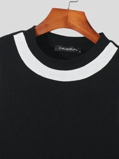 Mens Knitted Grid Color Block Tank Top -Incerun Shop dce61971 85cc 42b4 b496 5a8448a3de62