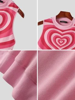 Mens Heart Print Crew Neck Sleeveless Tank -Incerun Shop dcfb6803 895c 4680 8015 5410dd0b88b9