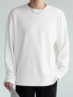 Mens Japan Solid Long Sleeve Slit T-shirt -Incerun Shop de40c183 7958 4983 8c86 8f013d61ef52