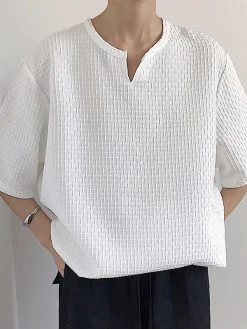 Men V-neck Half-sleeve Solid Color T-Shirt -Incerun Shop deb40d31 e819 4fb1 8a6e 40830bb6f1e5