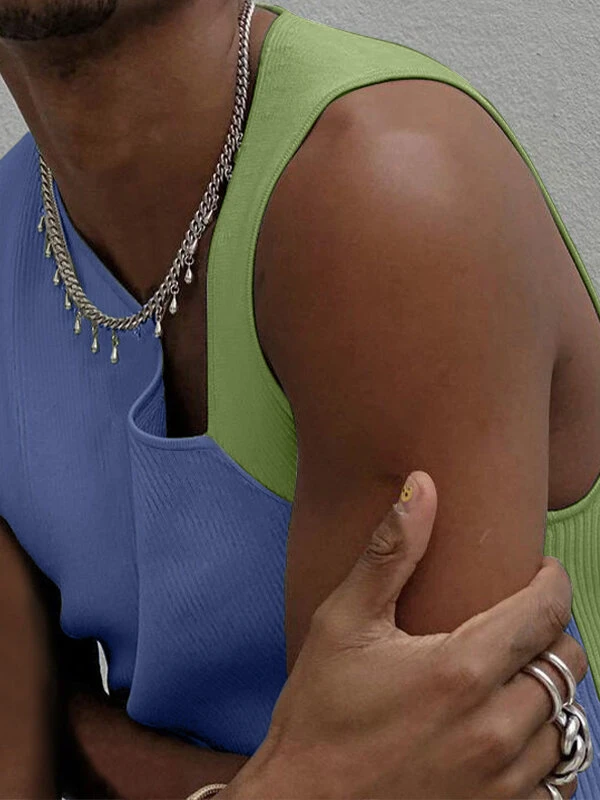 Men Sexy Patchwork Hollow Slim Sleeveless Vest 4 Men Sexy Patchwork Hollow Slim Sleeveless Vest - Image 2