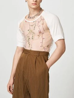 Mens Sexy Lace Print Short-sleeved T-Shirts -Incerun Shop dfe81be5 9719 4f05 924e 5e7a687ed3fc