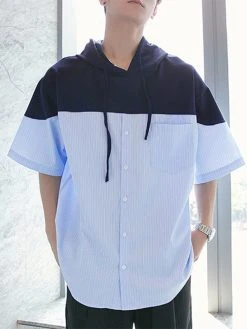 Mens Color Block Pocket Hoodie Shirt -Incerun Shop e00813dc 2158 4f54 a856 fcc597f624b4