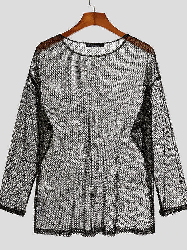 Mens Hollow Mesh Drop Shoulder T-Shirt 7 Mens Hollow Mesh Drop Shoulder T-Shirt - Image 5