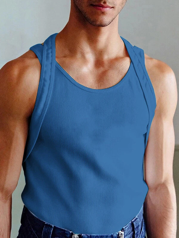 Mens Solid Color Casual Skinny Sleeveless Tank 6 Mens Solid Color Casual Skinny Sleeveless Tank - Image 4
