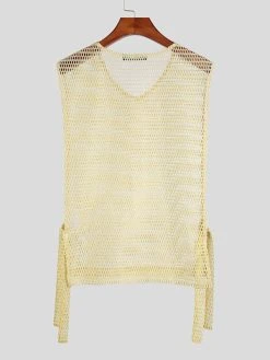Men See Through Mesh Side Tie Vest -Incerun Shop e0e24952 1701 41e5 8547 c4958764920f