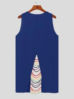 Colored Woven Strip Cutout Vest -Incerun Shop e0e9b984 cb39 4734 a915 6a431fe2e002