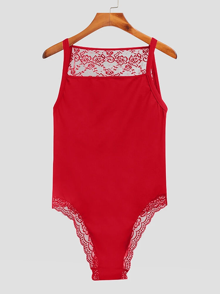 Mens Lace Trim Solid Color Sleeveless Jumpsuit 10 Mens Lace Trim Solid Color Sleeveless Jumpsuit - Image 8