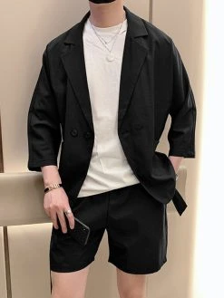 Men's Loose Casual Mid-sleeve Shorts Set