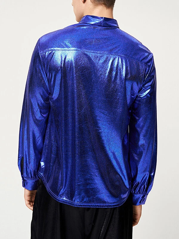 Mens Shiny Metallic Bow Tie Neck Shirt 6 Mens Shiny Metallic Bow Tie Neck Shirt - Image 4