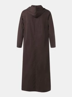 Men Cotton Middle Robe Solid Long Sleeve Hooded T-Shirt -Incerun Shop e2439edc 2a5f 4123 afa5 608c10d0ca87