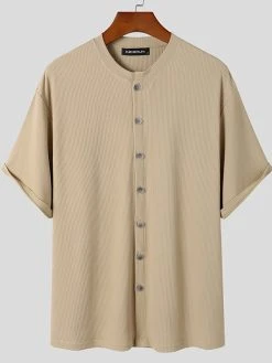 Mens Pinstripe Button Short Sleeve Shirts -Incerun Shop e2cb0f86 38c7 4c53 9d96 9949b3b83d42