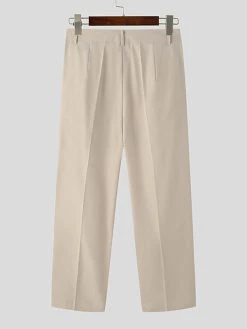 Mens Solid Color Casual Straight Pants With Pocket -Incerun Shop e324a72b bcc8 4335 9f08 4a3421fb1e1d