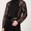 Mens Lace See Through Bowknot Long Sleeve Shirt -Incerun Shop e3d108ae 0221 4e11 9850 58853525af30