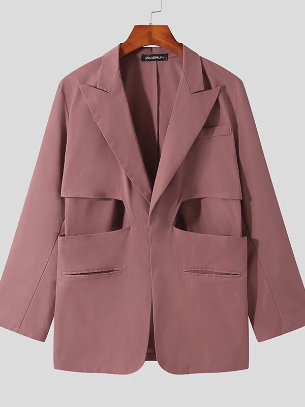 Mens Waist Cutout Casual Long Sleeve Blazer 8 Mens Waist Cutout Casual Long Sleeve Blazer - Image 6