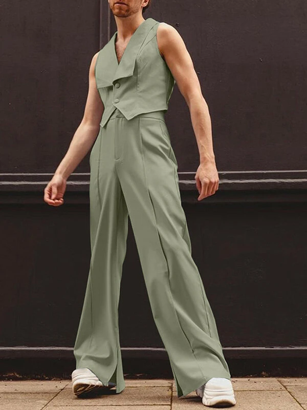 Mens Plain Large Lapel 2 Piece Set 3 Mens Plain Large Lapel 2 Piece Set